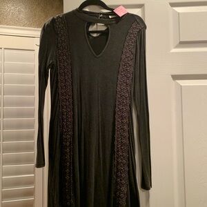 ANDREE BY UNIT Black Long Sleeve Dress with Textured Accents - NWT - size Small